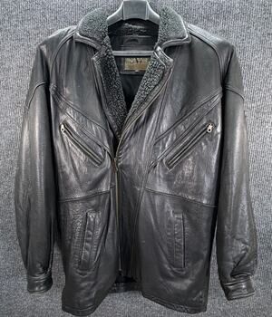 SouthWind Leather Car Coat Men Large Tall LT Black Long Jacket